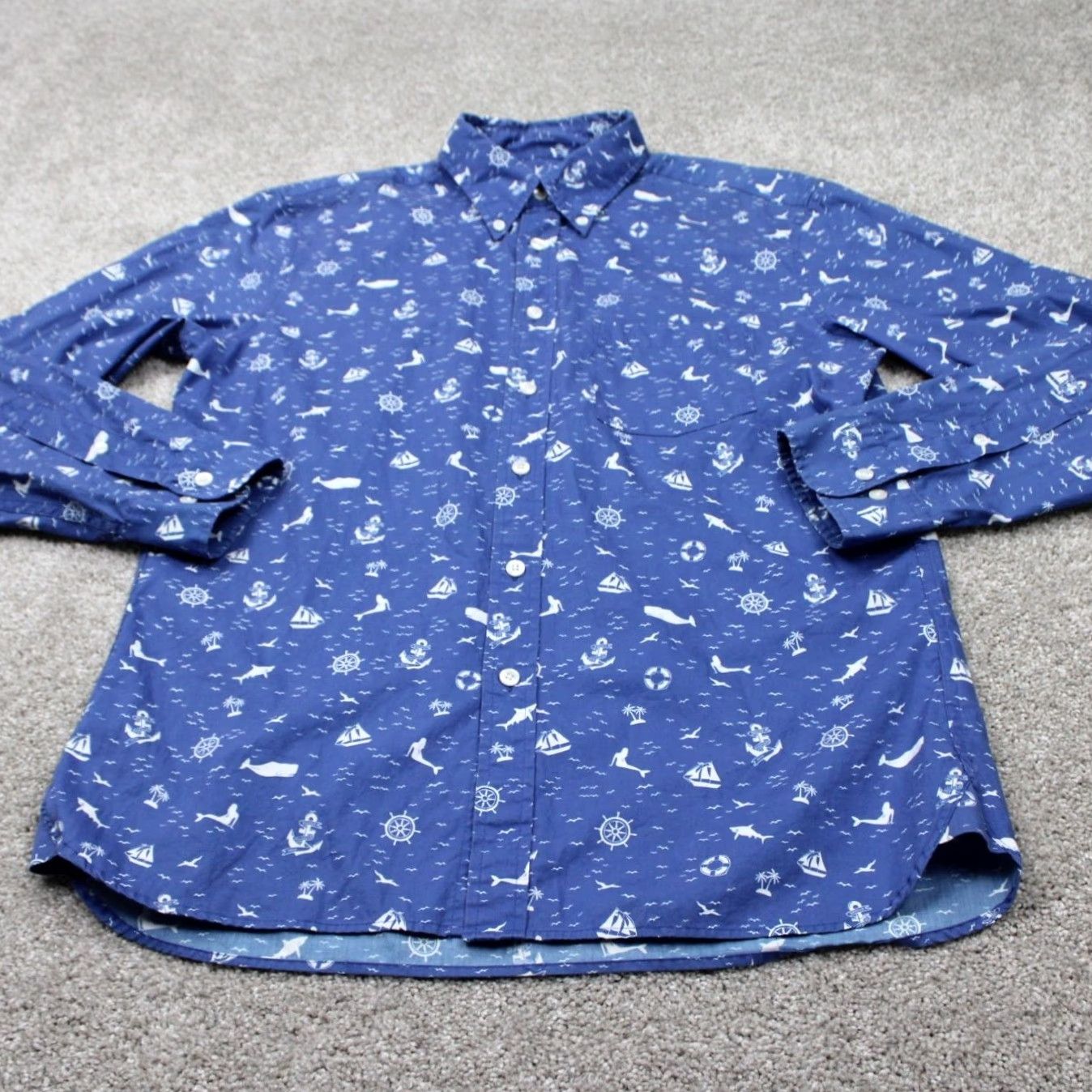 Brooks Brothers Brooks Brothers Fleece AOP Shirt Mens Medium Blue All Over Print Size US M / EU 48-50 / 2 - 2 Thumbnail