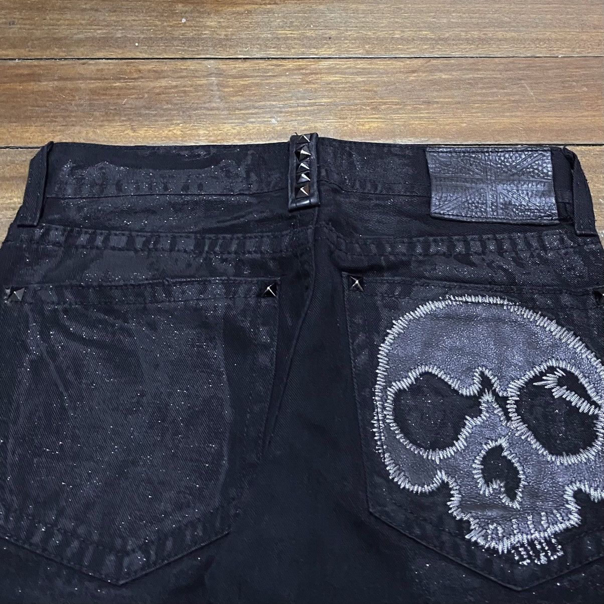 Le Grande Bleu (L.G.B.) Rare Vintage Japanese Brand X Frm Flared Waxed Jeans 1990s Size US 28 / EU 44 - 4 Thumbnail