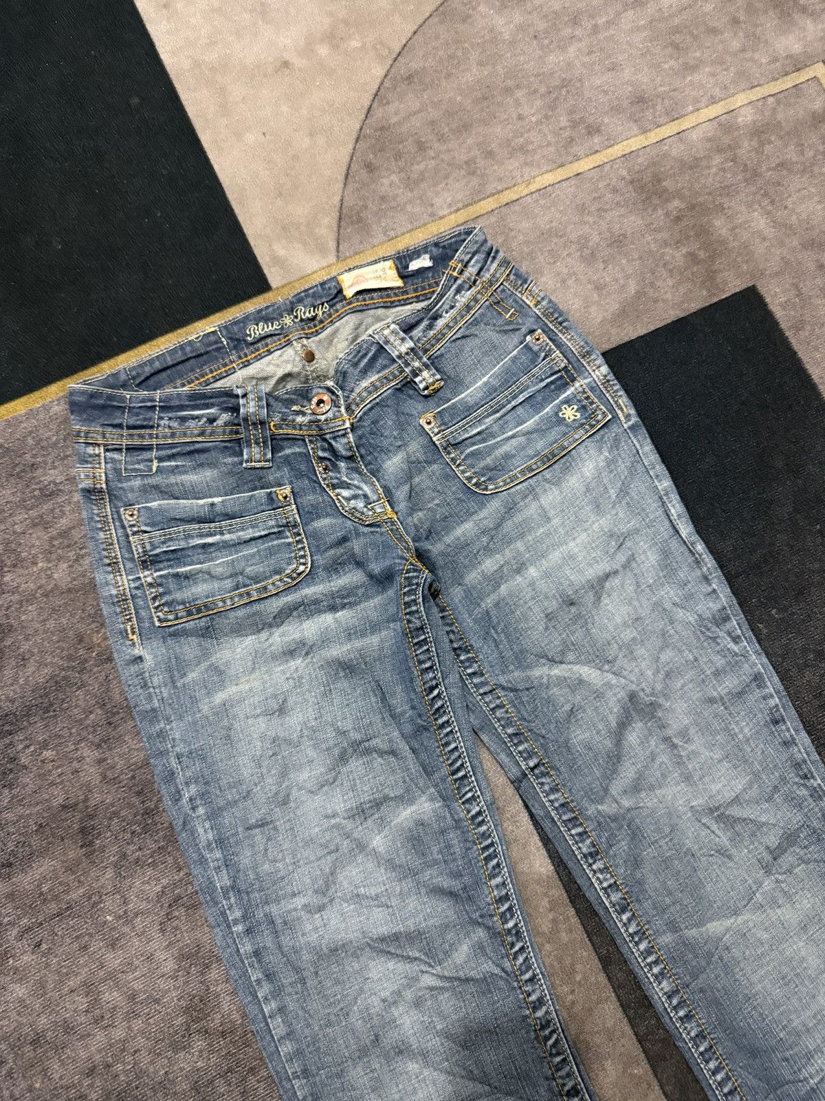 If Six Was Nine BLUE RAGS BOOT CUT DENIM PANTS Size US 28 / EU 44 - 2 Thumbnail