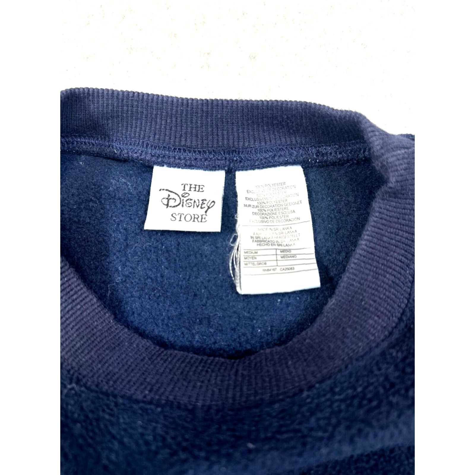 Disney Disney Store Mickey and Friends Mens Medium Navy Blue Embroidered Fleece Soft Crewneck Pullover Sweatshirt Size US M / EU 48-50 / 2 - 6 Thumbnail