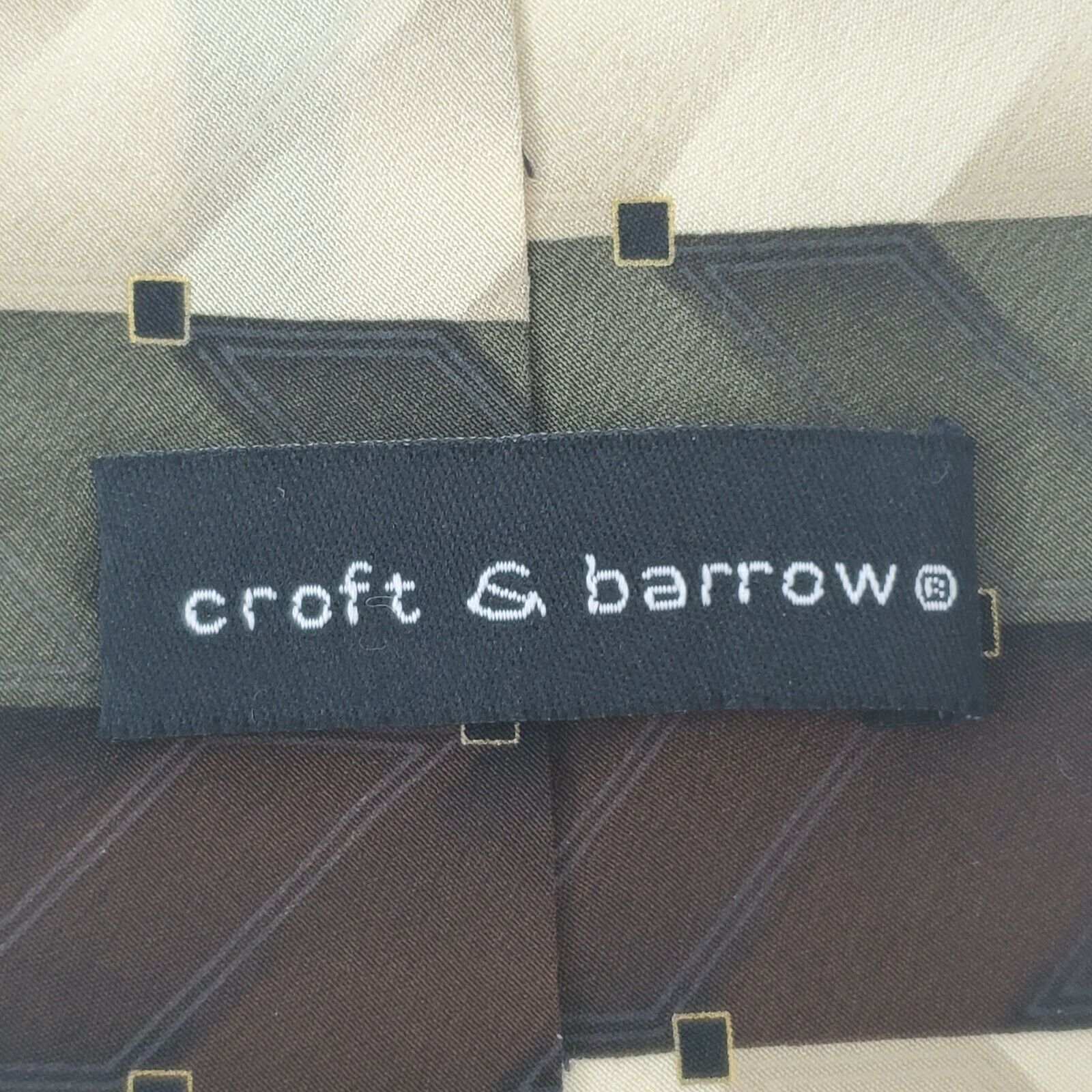 Croft & Barrow Croft Barrow Brown Green Tan Silk Tie Classic Size ONE SIZE - 3 Thumbnail