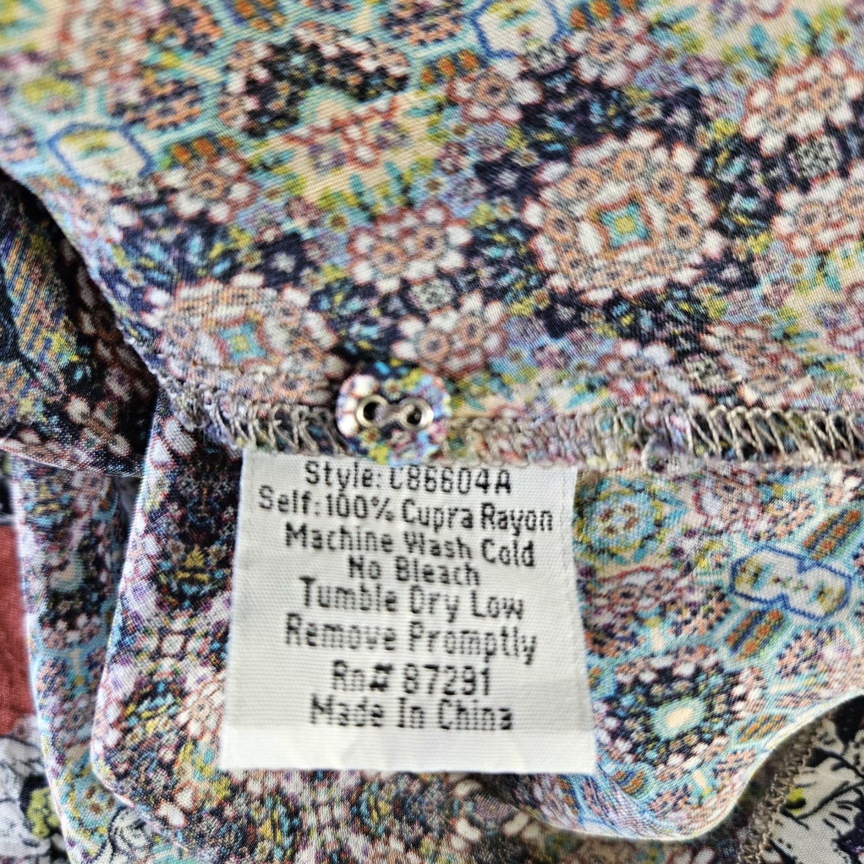 Johnny Was VINTAGE Johnny Was Womens Tunic XS Red Blue Floral Long Sleeve Cupra Rayon Blouse Womens XS Floral 90s Size XS / US 0-2 / IT 36-38 - 4 Thumbnail