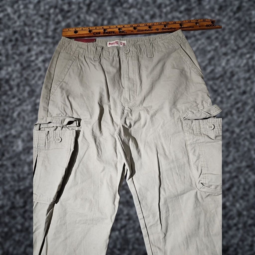 Mossimo NWT Mossimo Vintage Beige Cargo Pants - Mens 34x30 Y2k Style Flap Pockets - Low Rise Knit Size US 34 / EU 50 - 1 Thumbnail