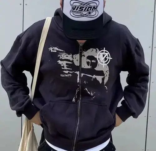 Japanese Brand × Vintage Oversize Fashion Zip Up Hoodie Size US M / EU 48-50 / 2 - 2 Thumbnail