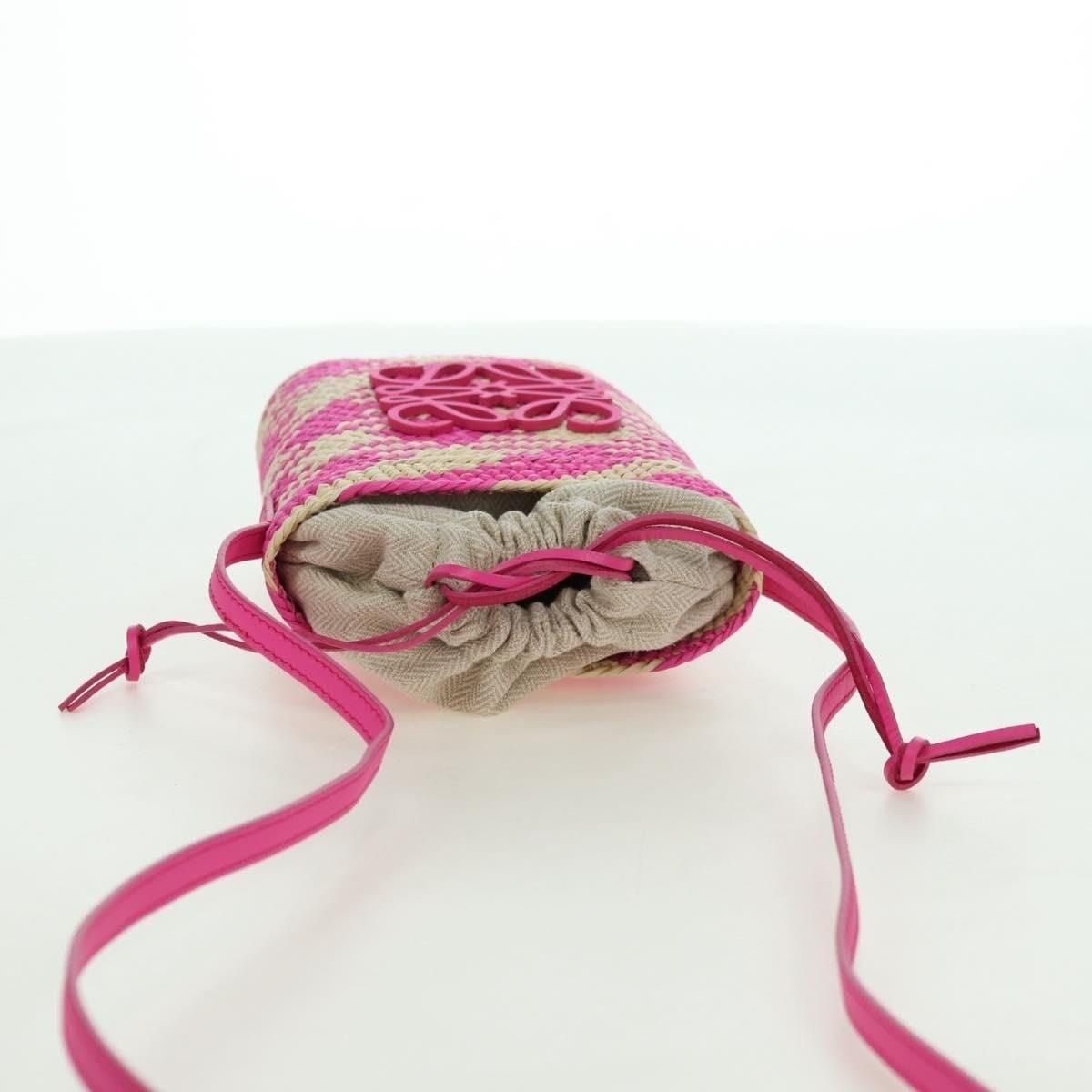 Loewe Loewe Anagram Raffia Shoulder Bag Pink Size ONE SIZE - 4 Thumbnail