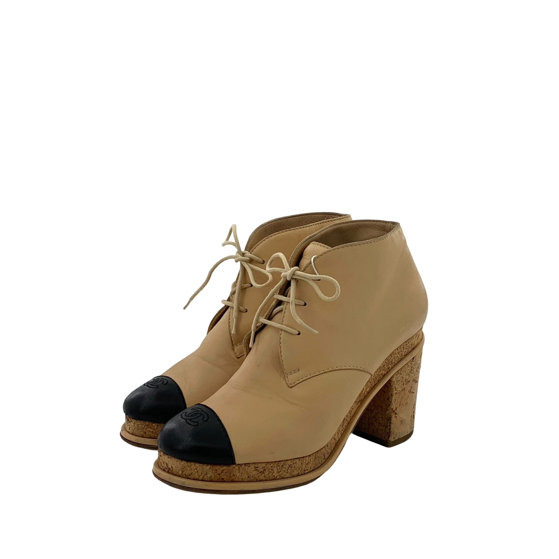 Chanel Chanel CC Logo Cork Platform Ankle Boots EU 37.5 Size US 7.5 / IT 37.5 - 1 Thumbnail
