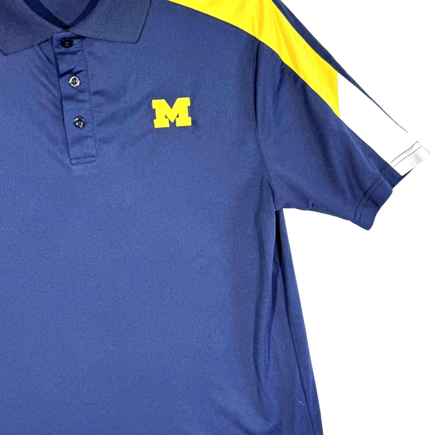 Vintage Michigan Wolverines Polo Shirt Men M Navy Maize Performance Short Sleeve Golf Athletic Size US M / EU 48-50 / 2 - 5 Thumbnail