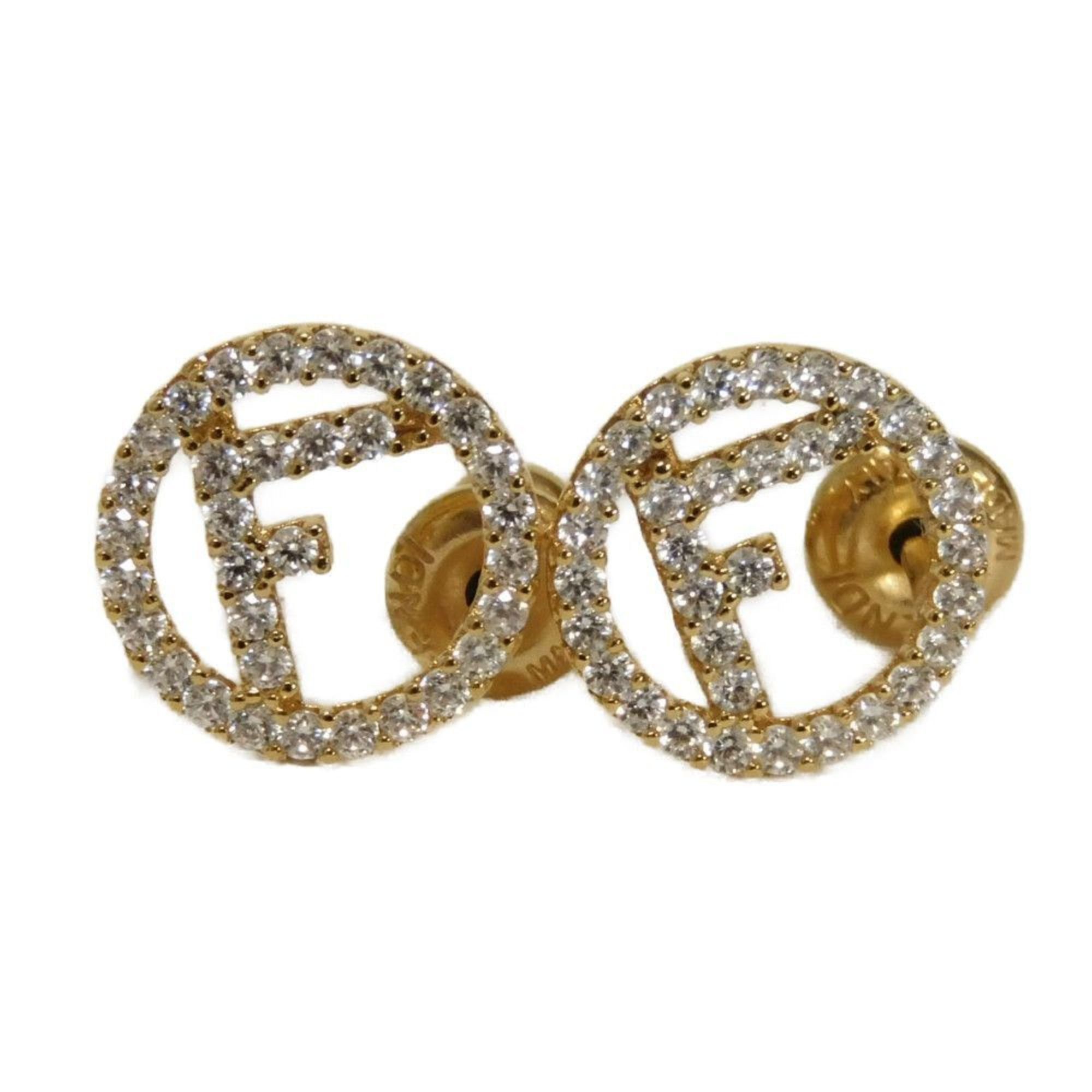 FENDI F-Is current FF crystal zircon gold stud F circle clear