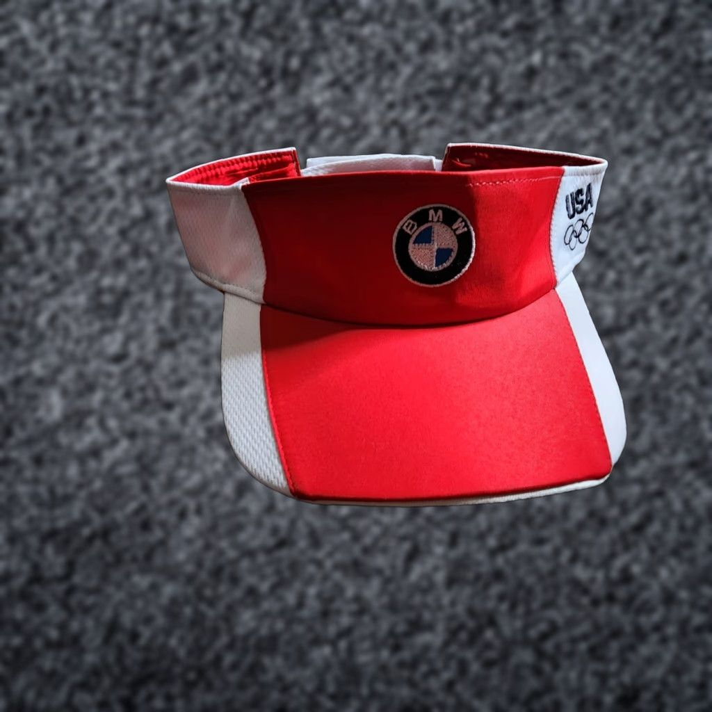 BMW BMW Logo Visor Cap Hat Men One Size Red USA Olympic Committee BMW Visor USA Size ONE SIZE - 1 Thumbnail