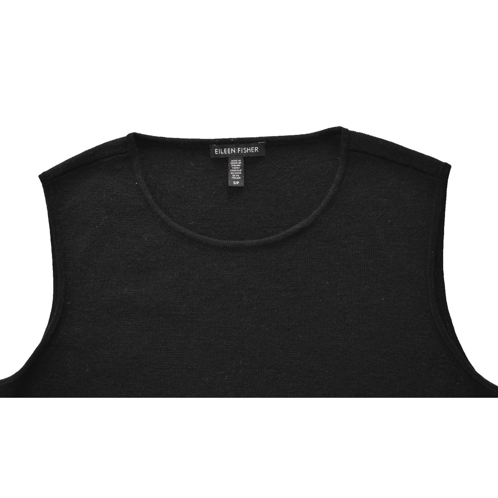 Eileen Fisher EILEEN FISHER Black Wool Knit Crew Neck Sleeveless Top Sz S Size S / US 4 / IT 40 - 5 Thumbnail