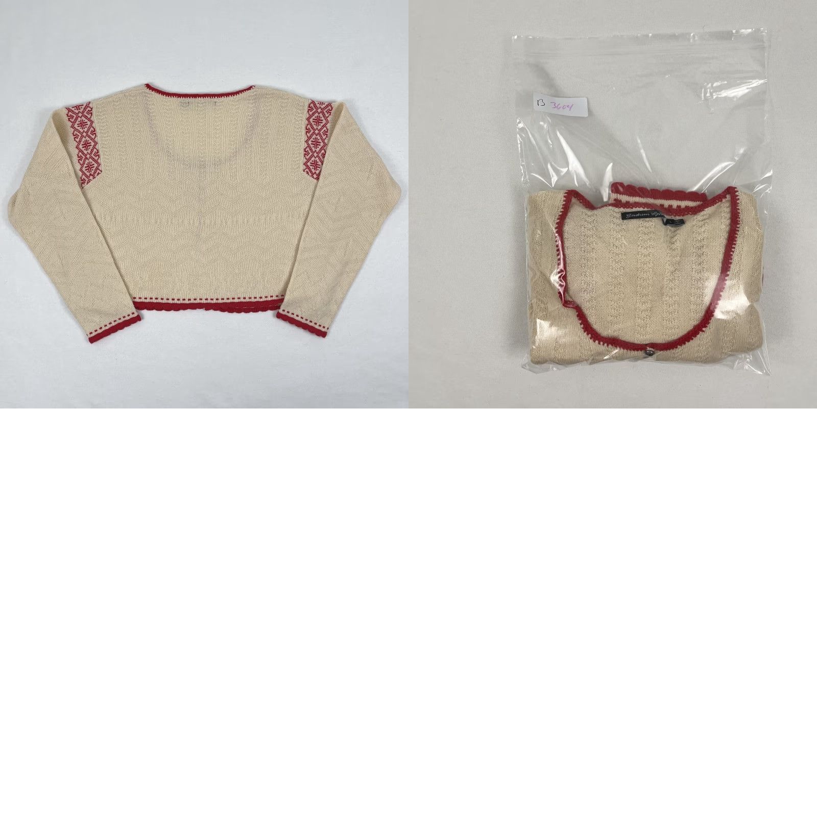Vintage Gudrun Sjoden Cardigan Women Large Cropped Brown Red Knit Wool Alpaca Button Crew Neck Long Sleeve Size L / US 10 / IT 46 - 8 Thumbnail
