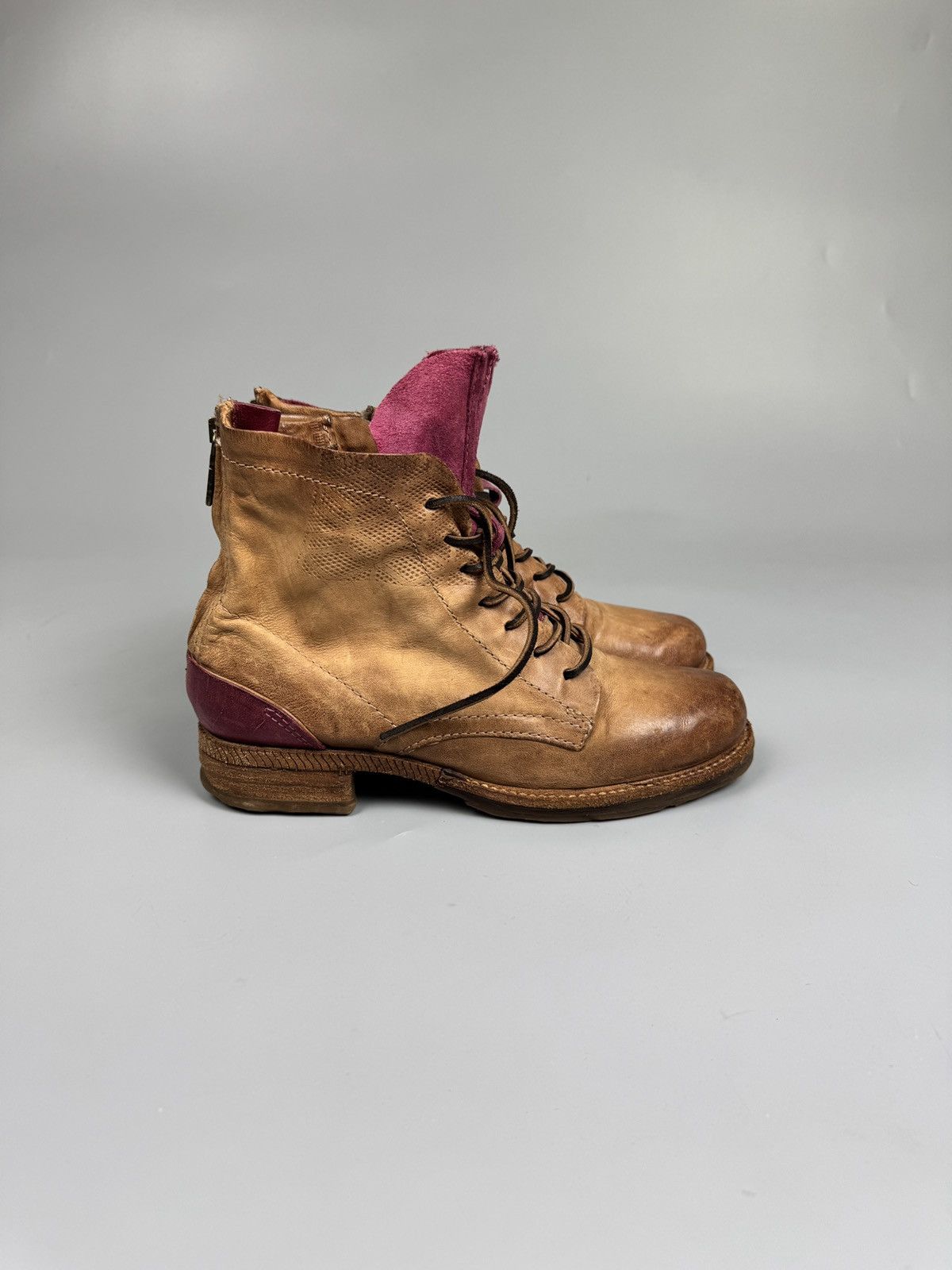 A.S.98 A.S.98 Italy Leather Lace-Up Brown Boho Boots (YG026) Size US 7 / IT 37 - 1 Thumbnail