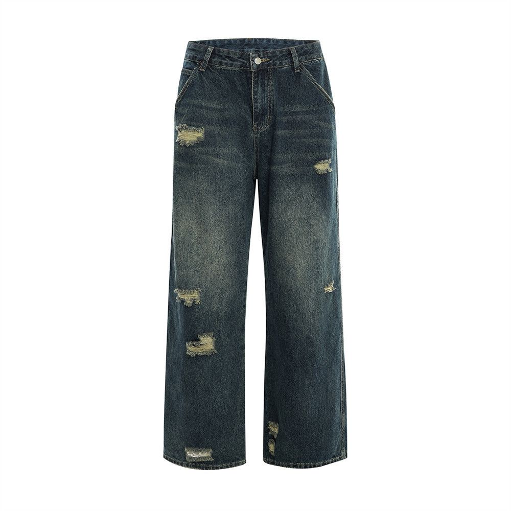 Japanese Brand × Jean Men's American loose casual washed ripped cargo jeans Size US 34 / EU 50 - 1 Thumbnail