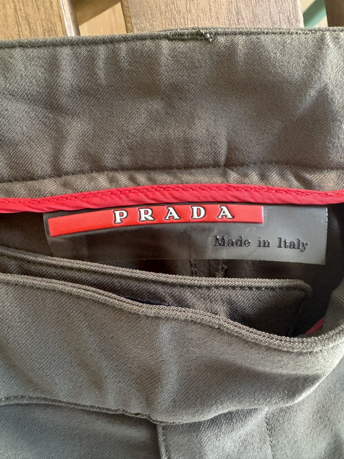 Prada Vintage Prada Olive Tech Nylon Trouser Pants Red Tab Size US 30 / EU 46 - 2 Thumbnail