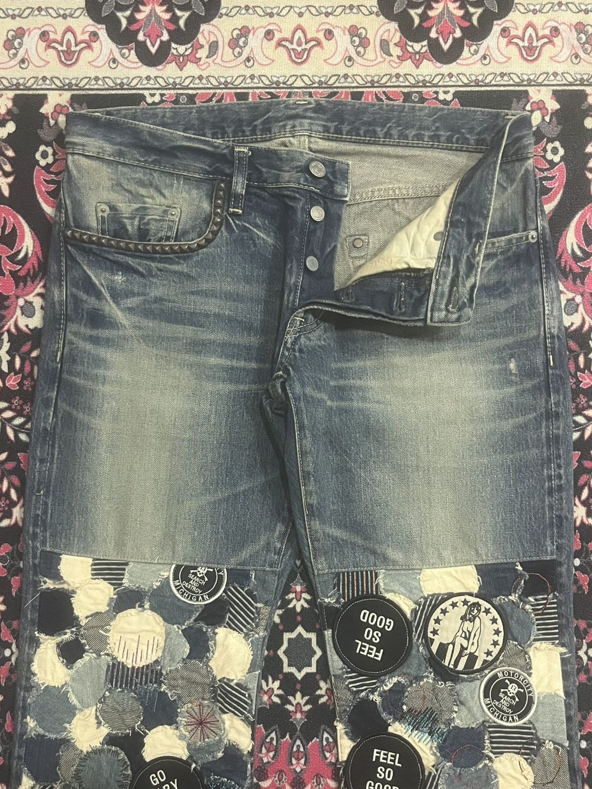 Hysteric Glamour Hysteric Glamour Naked Pin Up Girl Patchwork Selvedge Jeans Size US 32 / EU 48 - 5 Thumbnail