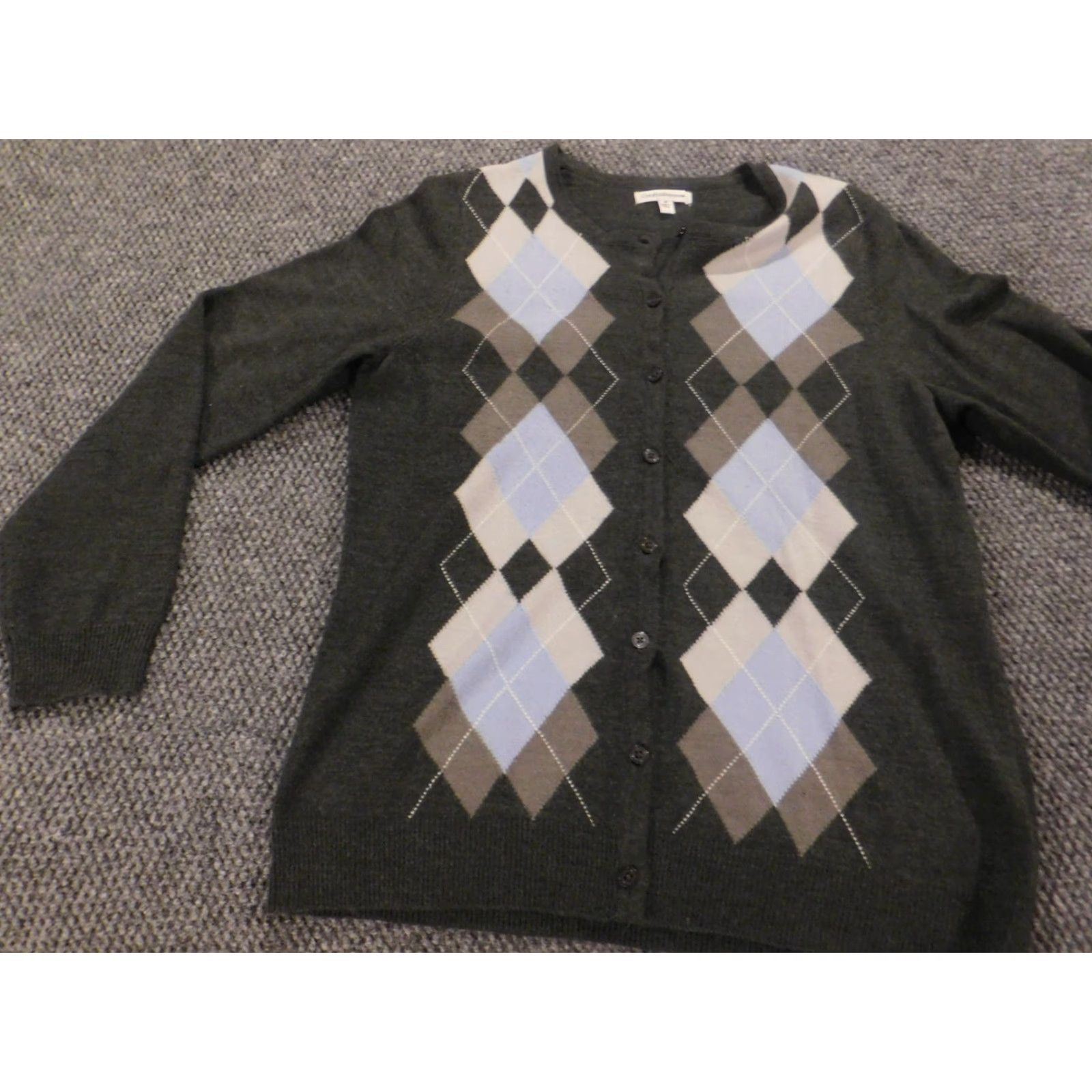 Croft & Barrow Croft & Barrow Womens Cardigan Sweater M Gray V-Neck Button Stretch Raglan Long Sleeve Knit Chunky Size M / US 6-8 / IT 42-44 - 3 Thumbnail