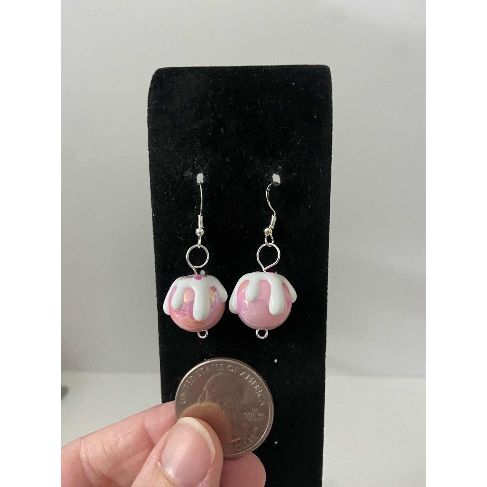 Handmade Pink ice cream scoop earrings Size ONE SIZE - 3 Thumbnail