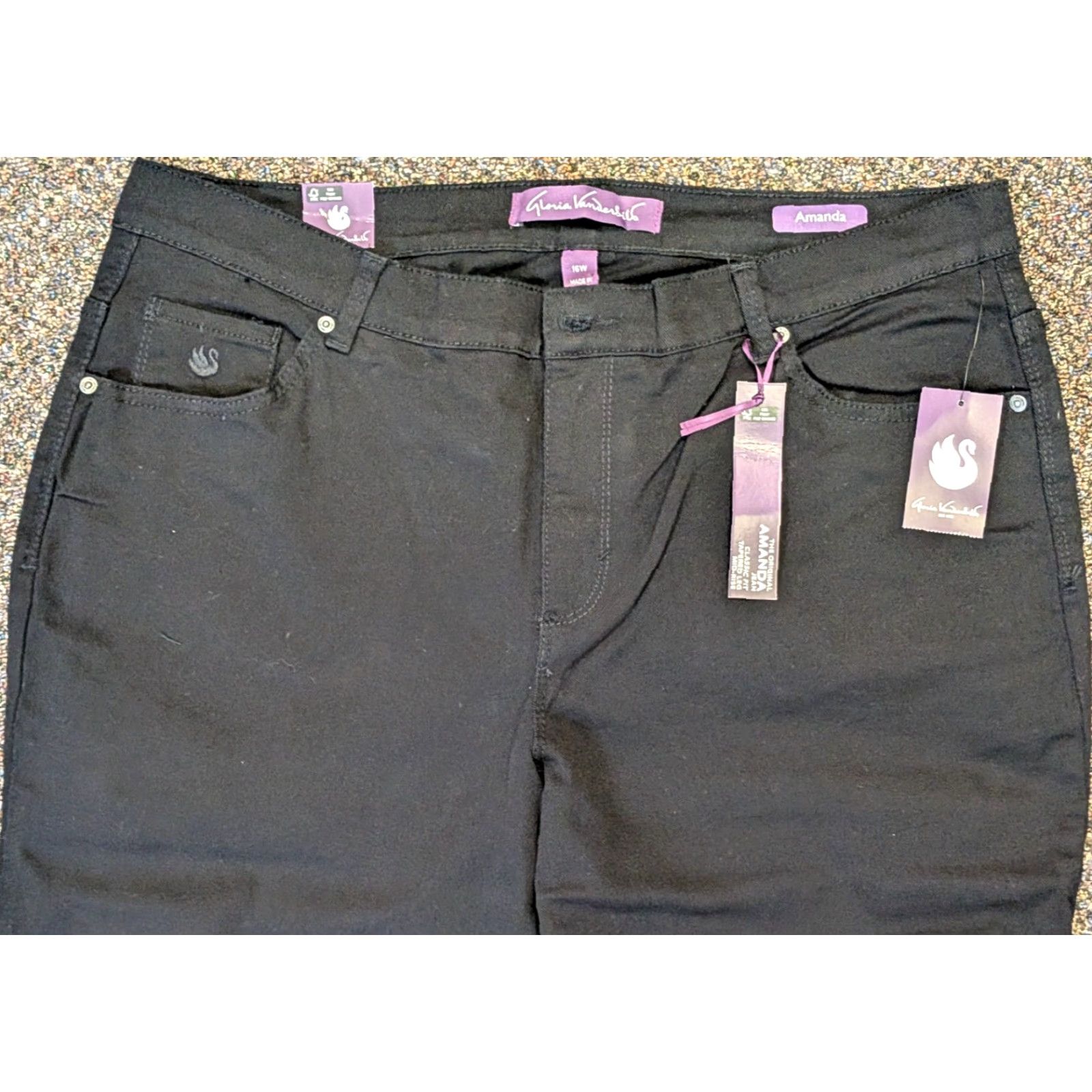 Gloria Vanderbilt VINTAGE Gloria Vanderbilt Amanda Classic Fit 16W Short Mid Rise Womens Black Jeans #120925 BL Size 38" / US 16 / IT 52 - 2 Thumbnail