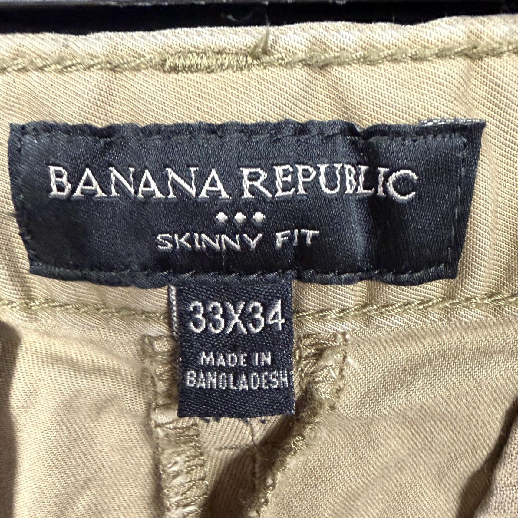 Banana Republic Banana Republic Lived-In Chino Pants Mens 33x32 Brown Skinny Fit Khaki Preppy Size US 33 - 7 Thumbnail