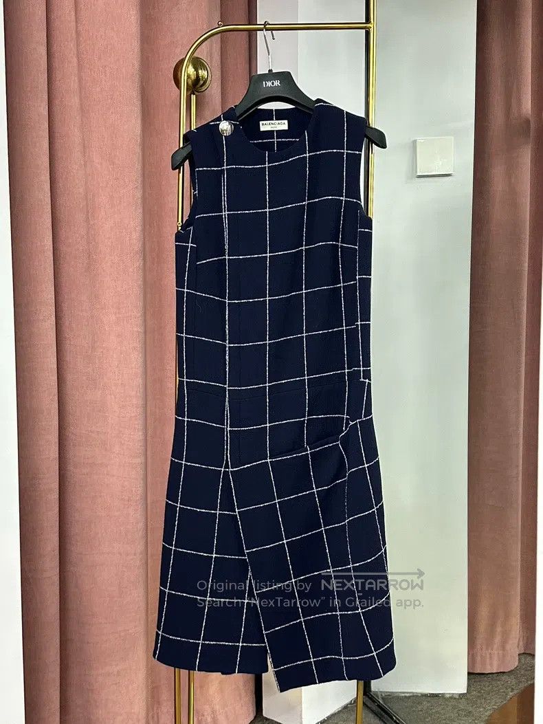 Balenciaga Balenciaga Blue plaid sleeveless dress Size XS / US 0-2 / IT 36-38 - 1 Thumbnail
