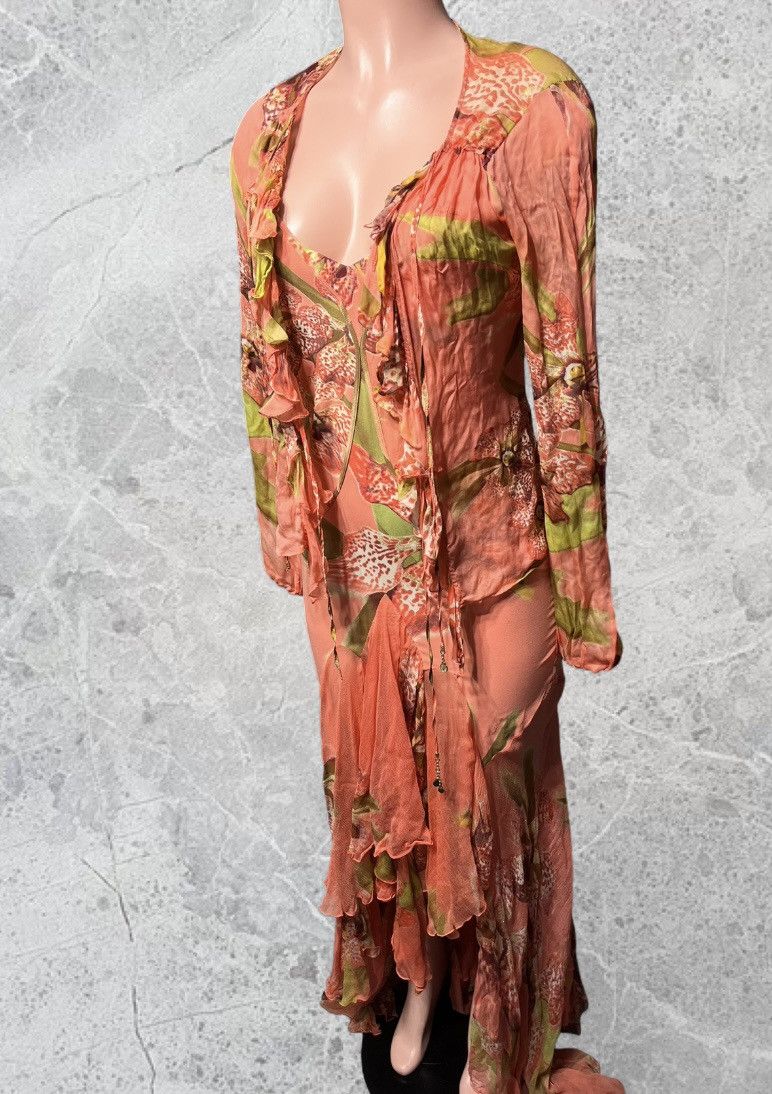 Roberto Cavalli S/S 2005 ROBERTO CAVALLI SILK CHIFFON GOWN W MESH CARDIGAN Size XS / US 0-2 / IT 36-38 - 4 Thumbnail