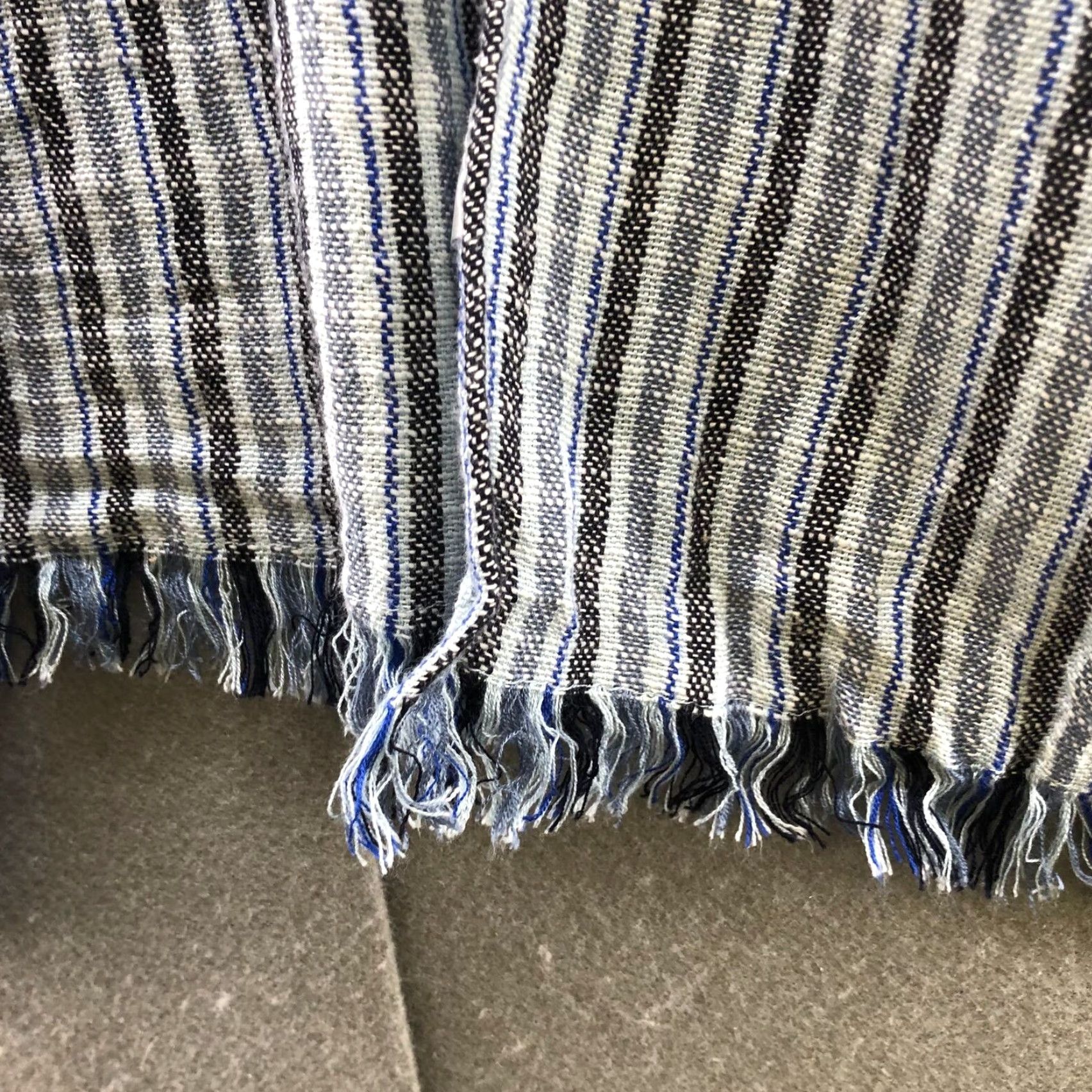 Treasure & Bond VINTAGE Treasure & Bond Kimono Cardigan Womens One Size Blue Striped Fringe Lightweight Boho Beach Size ONE SIZE - 7 Thumbnail