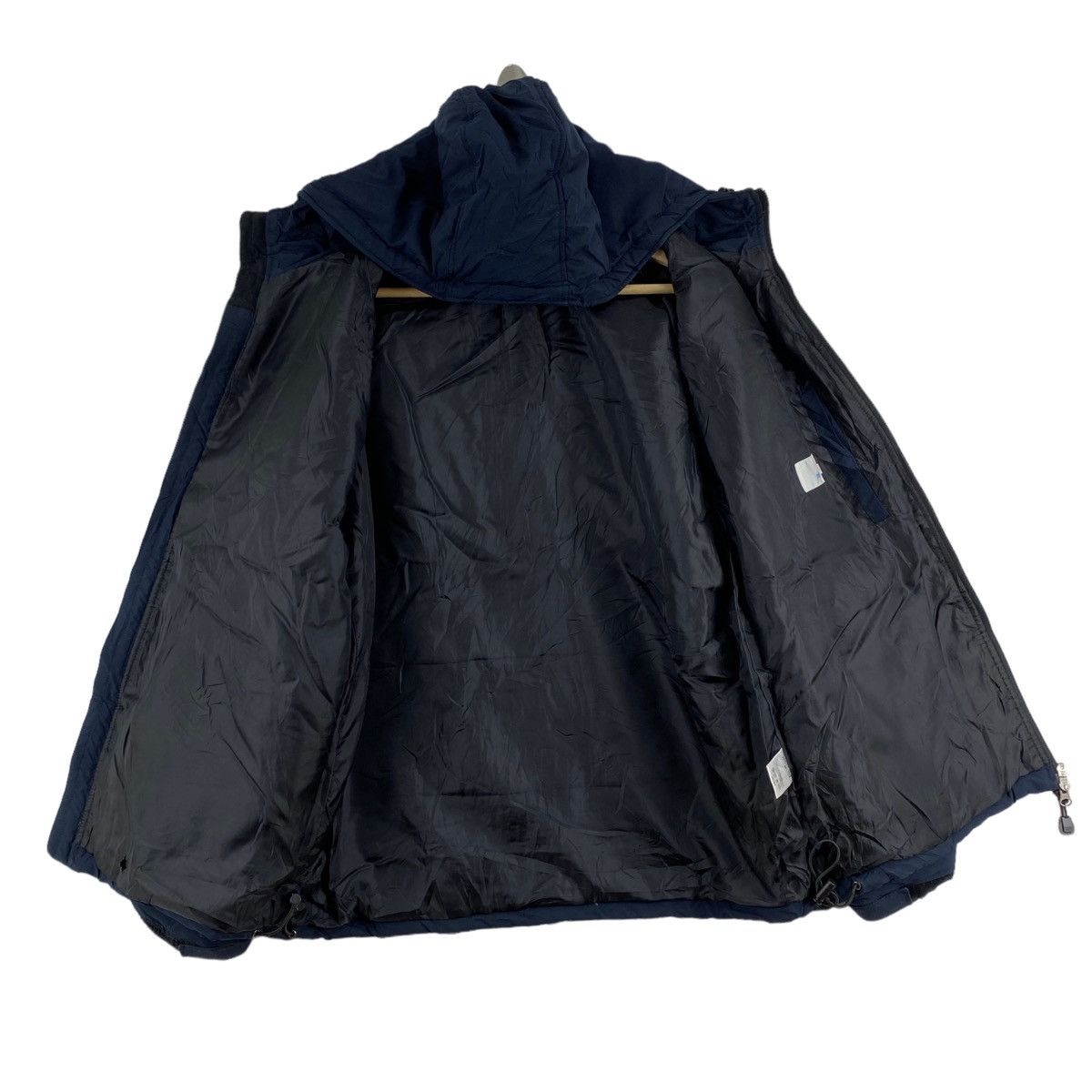 Japanese Brand Vintage PBI Japanese Brand Plain Navy Hooded Bomber Jacket Size US L / EU 52-54 / 3 - 4 Thumbnail