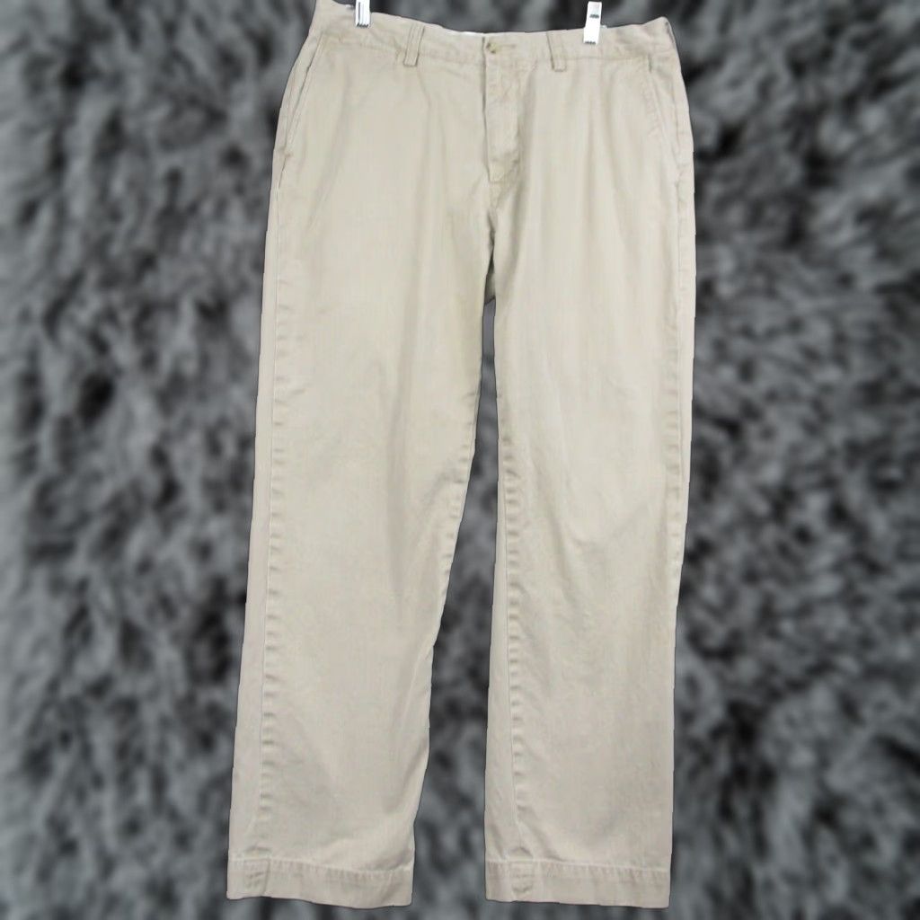 Polo Ralph Lauren VINTAGE Polo Ralph Lauren Pants Classic Flat Front Khaki Beige 36x32 Mens Straight Front Trouser Pants Size US M / EU 48-50 / 2 - 1 Thumbnail