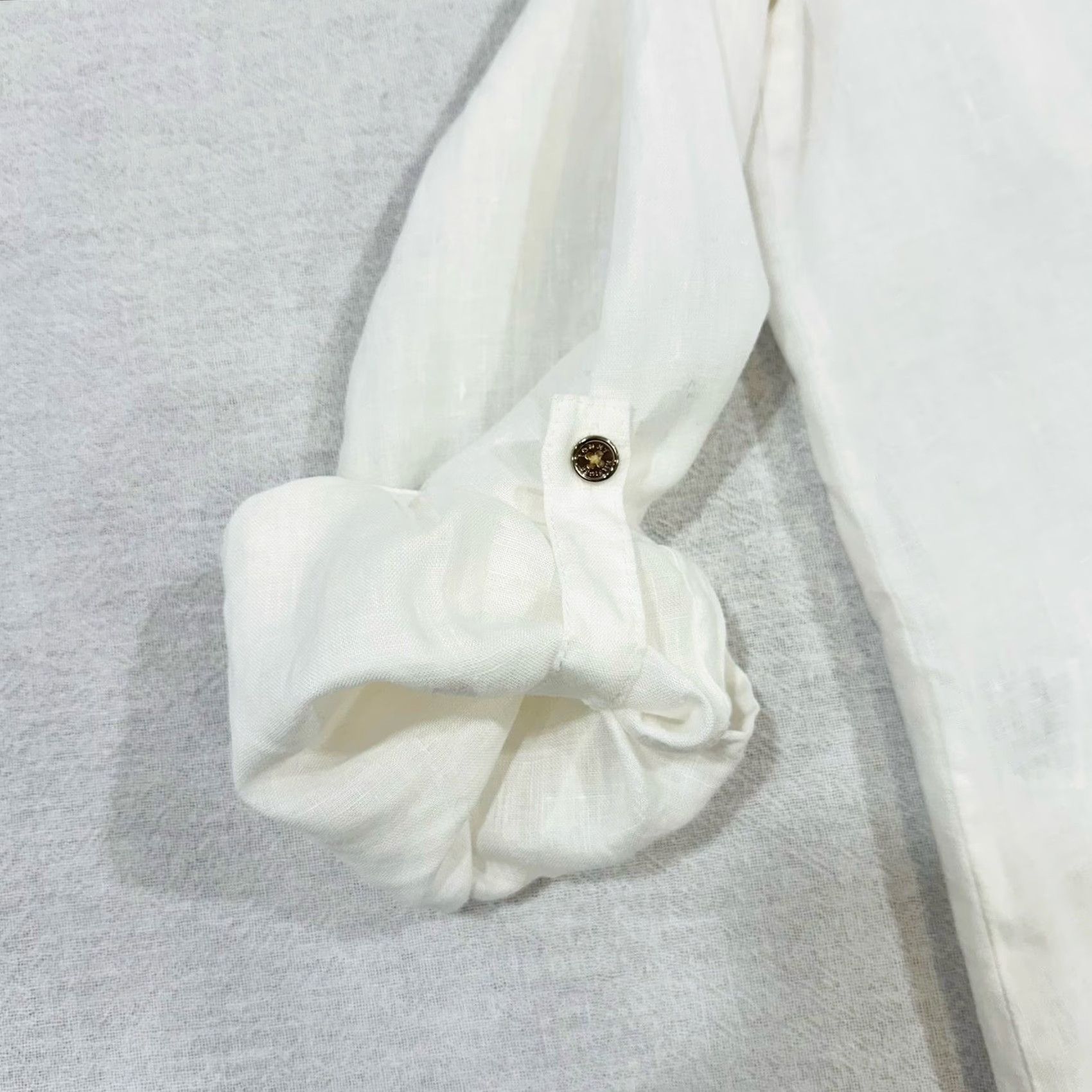 Tommy Hilfiger Tommy Hilfiger Women's Button Up Shirt L White 100% Linen Long Sleeve Summer Spring Casual Travel White Size L / US 10 / IT 46 - 7 Thumbnail