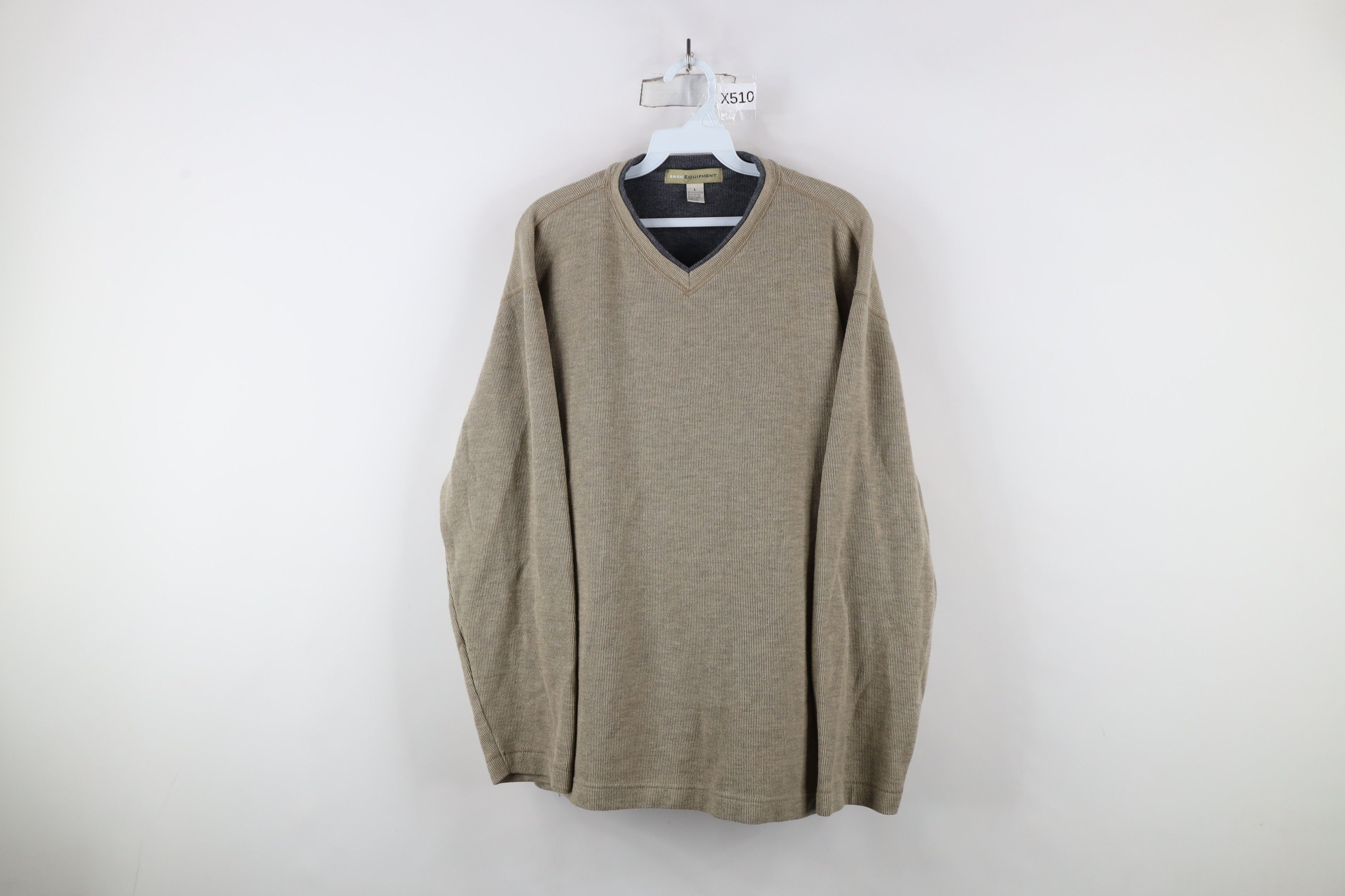 Vintage Vintage 90s Streetwear Blank Ribbed Knit Long Sleeve T-Shirt Size US L / EU 52-54 / 3 - 1 Thumbnail