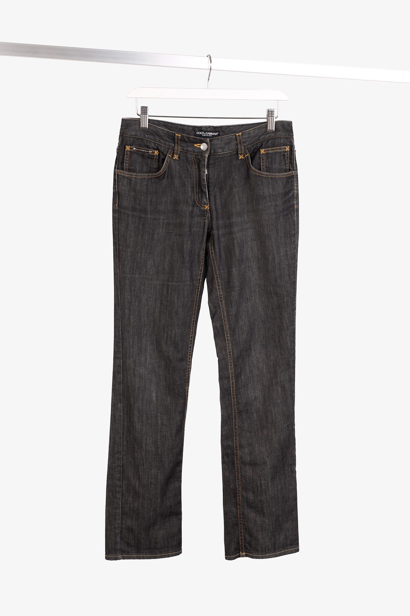 Dolce & Gabbana Charcoal Straight-Leg Logo Plaque Jeans
