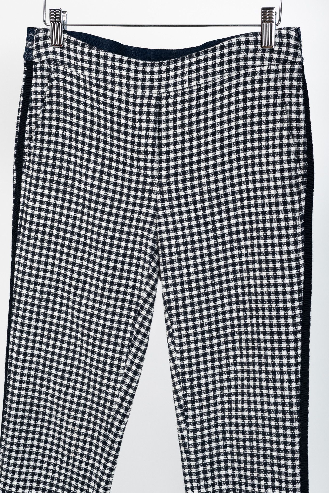 Luisa Cerano Luisa Cerano White & Navy Check-Jacquard Slim Pants Size 28" / US 6 / IT 42 - 3 Thumbnail