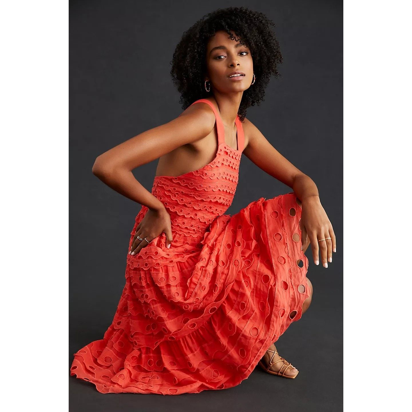 New Anthropologie Maeve Eyelet Halter Midi Dress $260 SIZE 6