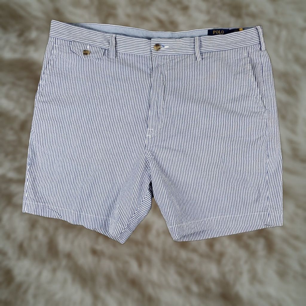 Ralph Lauren Ralph Lauren Shorts Mens 38 Blue White Striped Chino Flat Front Casual Flat Front Chino Size US 38 / EU 54 - 1 Thumbnail