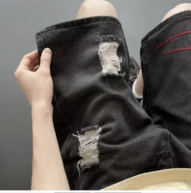 Denime × Japanese Brand Streetwear Shorts Casual Loose-fit Straight-leg Ripped Denim Size US 33 - 10 Thumbnail