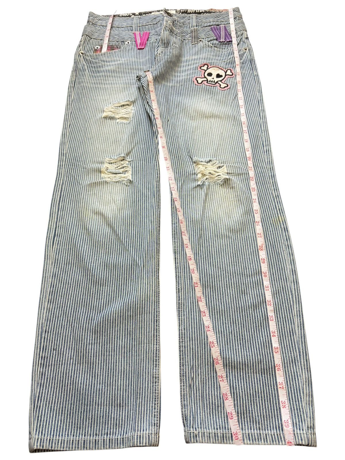 Ksubi Vintage Japanese Brand Double Waist Hickory Distress Jeans Size 32" / US 10 / IT 46 - 7 Thumbnail