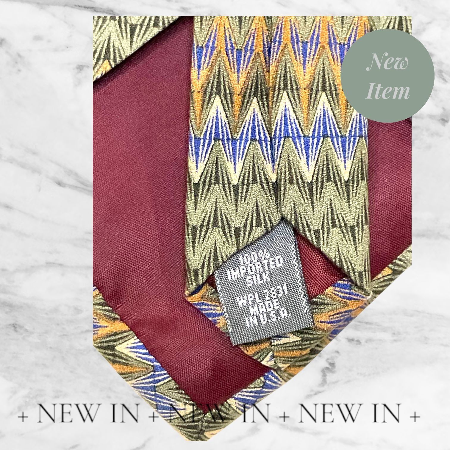 Croft & Barrow Croft & Barrow Zigzag Pattern Silk Tie - Green Yellow & Blue Size ONE SIZE - 10 Thumbnail