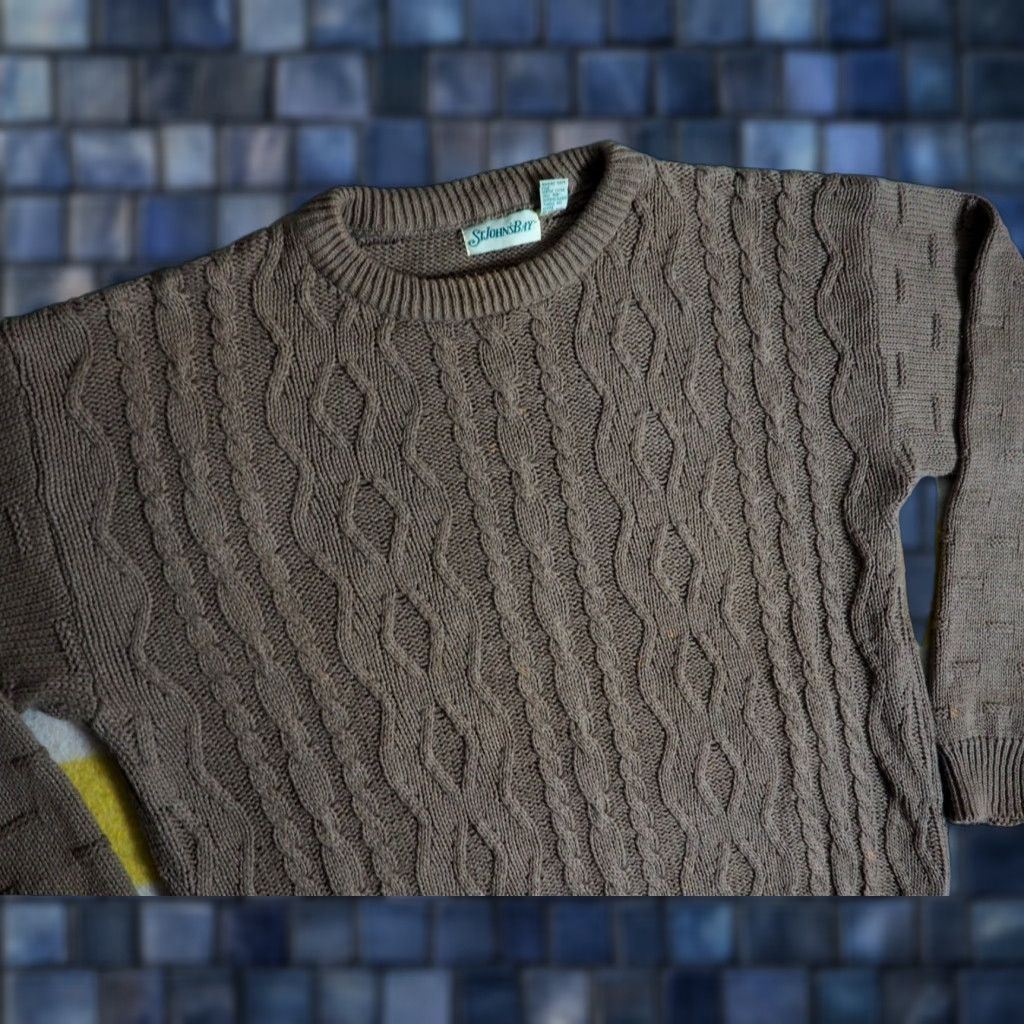 Vintage VINTAGE St. John's Bay Cotton Brown Cable-Knit Fisherman USA Pullover Sweater L Mens 90s Brown Cable Knit Size US L / EU 52-54 / 3 - 1 Thumbnail