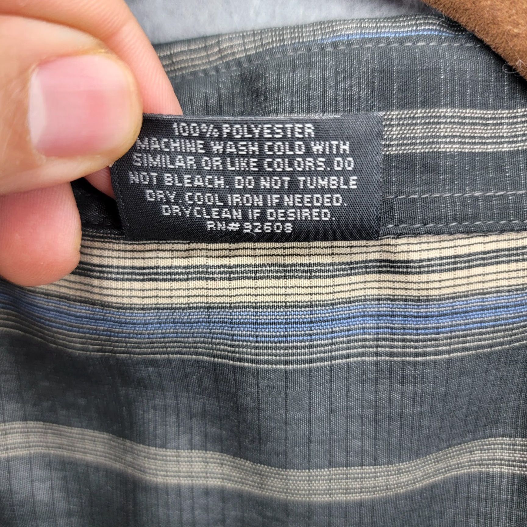 Vintage R&R Casuals Shirt Men's 2XL XXL Button-Up Plaid Polyester Gray Blue Beige Classic Summer Casual Formal Womens Mens Boys Girls Size US XXL / EU 58 / 5 - 4 Thumbnail