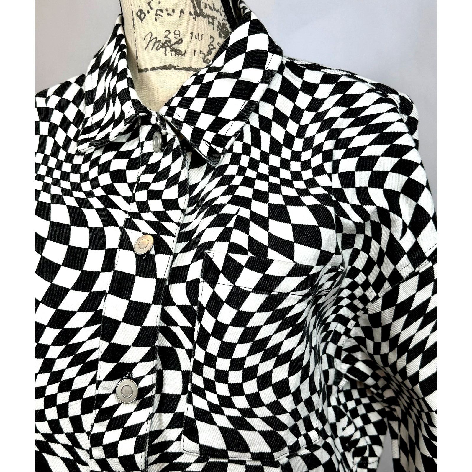 Other Elodie Cropped Psychedelic Mesmerizing Jacket Black/White S Size S / US 4 / IT 40 - 6 Thumbnail
