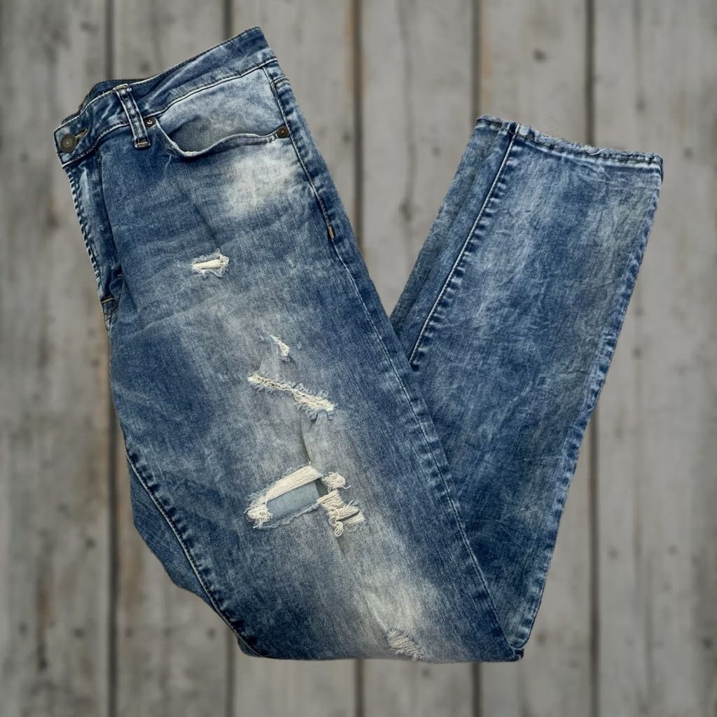 American Eagle Outfitters American Eagle Outfitters Jeans Slim Distressed Denim 33x32 Slim Fit 5-Pocket Blue Medium Wash Mens Size US 33 - 1 Thumbnail