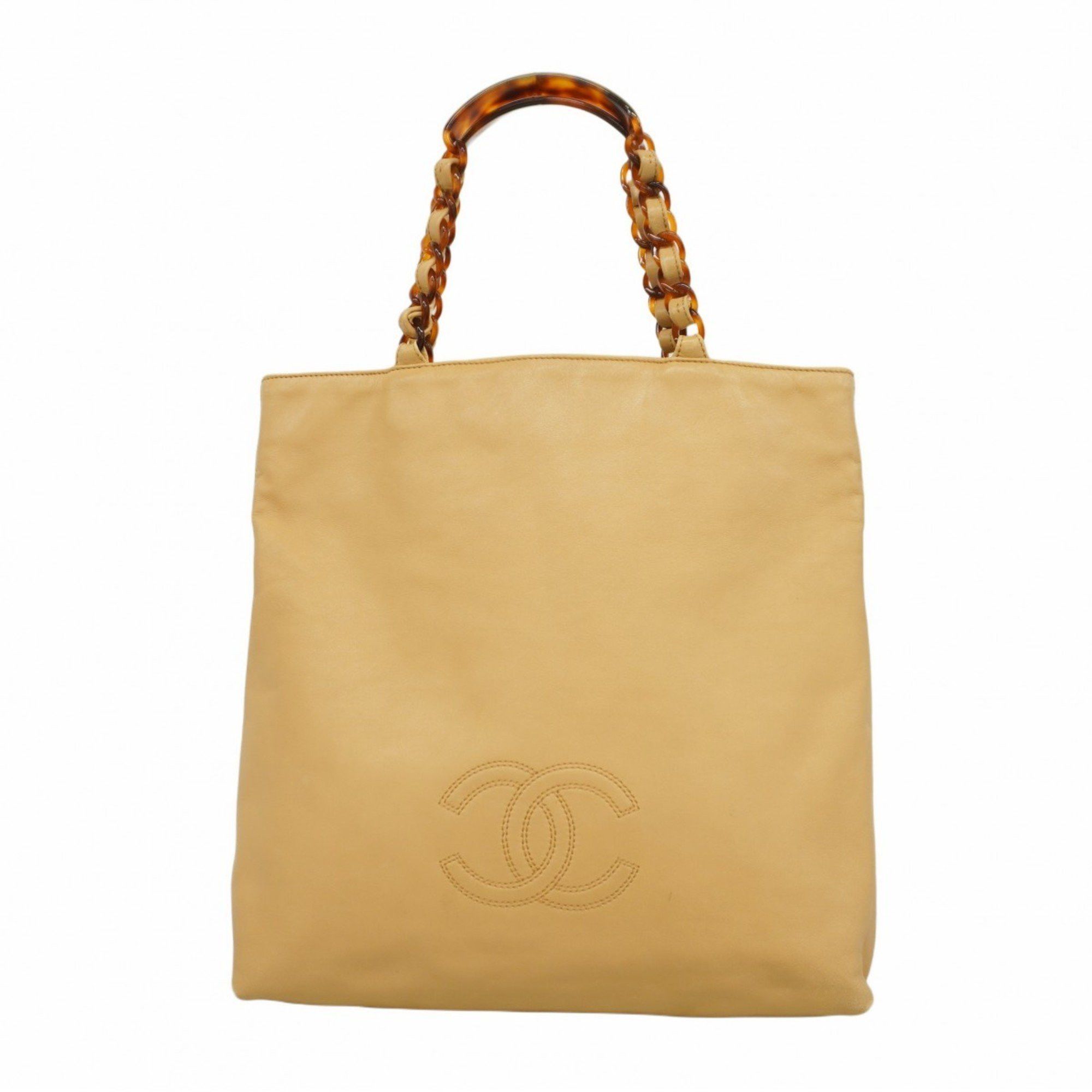 Chanel Tote Bag, Lambskin, Beige, Women's