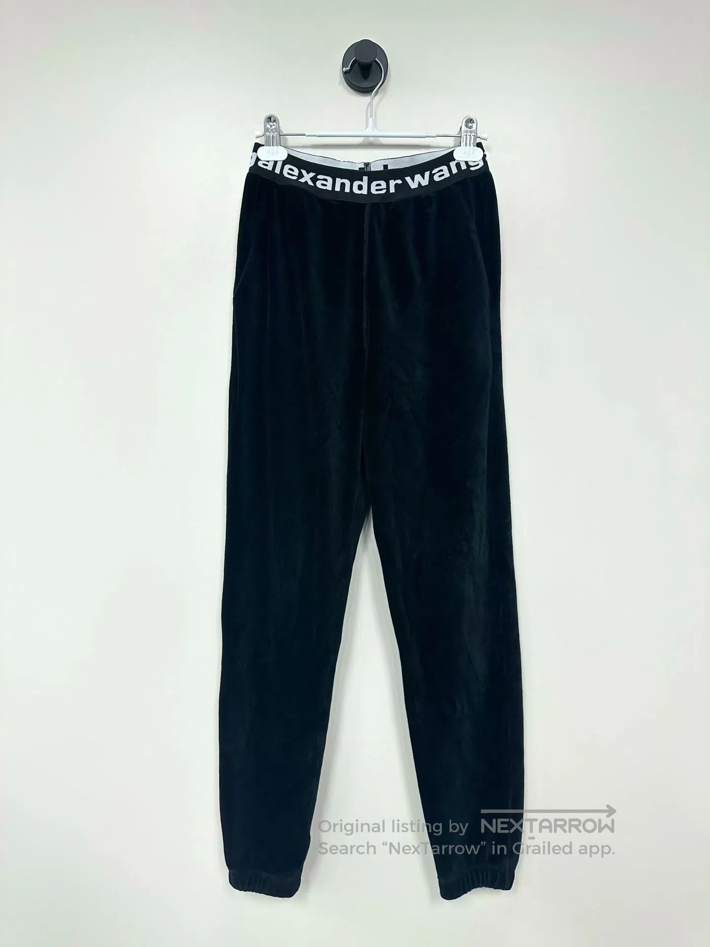 Alexander Wang Alexander Wang size S Black Letter Logo Velvet Sports Trou Size US 27 - 1 Thumbnail
