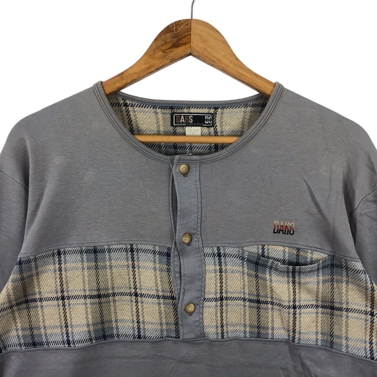 Vintage Vintage DARKS LONDON NOVA CHECKS Plaids Henley Tee Shirt Top Size L / US 10 / IT 46 - 2 Thumbnail