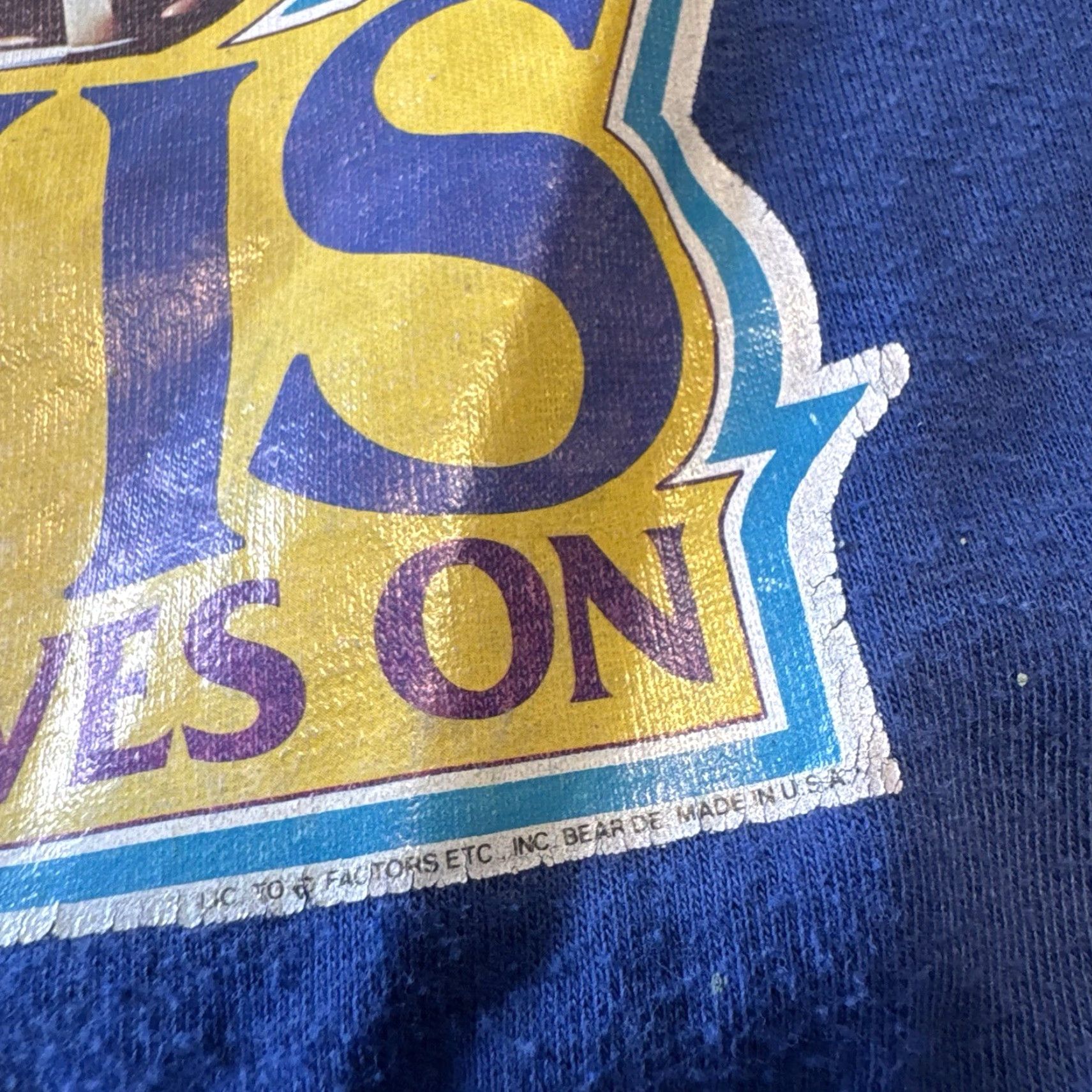 Hanes VINTAGE Elvis Presley T Shirt 1977 Blue Small 34/36 Hanes The King Lives On 23 long by 17 Size US S / EU 44-46 / 1 - 3 Thumbnail