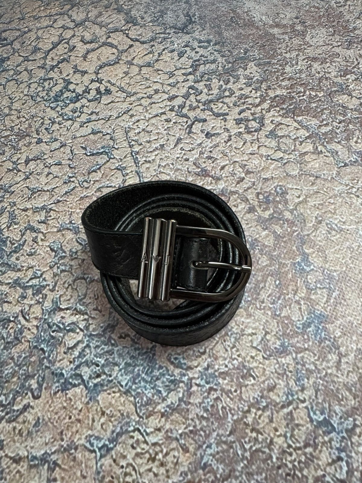 Armani Vintage leather belt Armani Jeans metal logo Size ONE SIZE - 1 Thumbnail