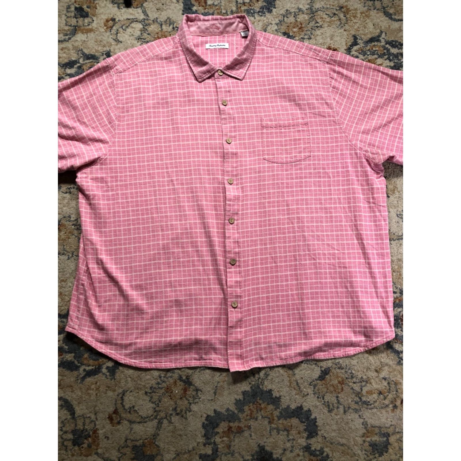 Tommy Bahama Tommy Bahama Shirt Mens Big 4X Pink Check Short Sleeve Button Up Casual Size US XXL / EU 58 / 5 - 5 Thumbnail