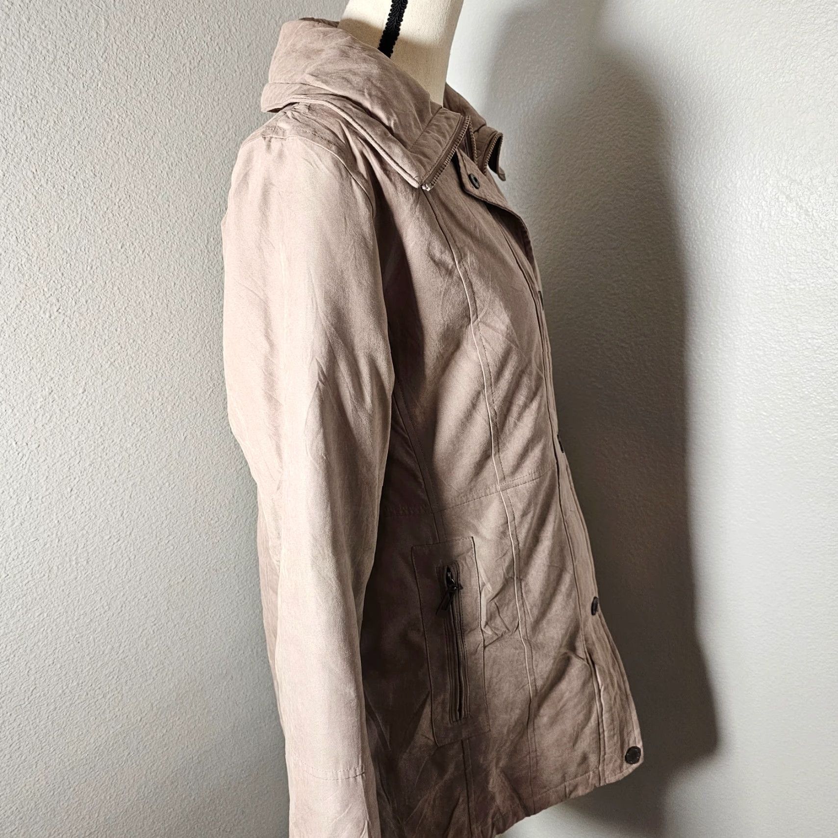 Vintage VINTAGE Fleet Street WOMEN'S Beige Jacket SIZE M Adjustable Warm Zip Button Regular Jacket Women Size M / US 6-8 / IT 42-44 - 4 Thumbnail