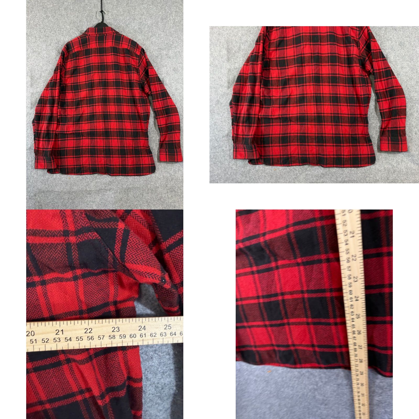 Banana Republic VINTAGE Banana Republic Shirt Mens L Red Black Plaid Flannel Button-Up Long Sleeve — Outdoor Pockets, Casual, Travel, 47 Chest, Regular Fit Size US L / EU 52-54 / 3 - 8 Thumbnail