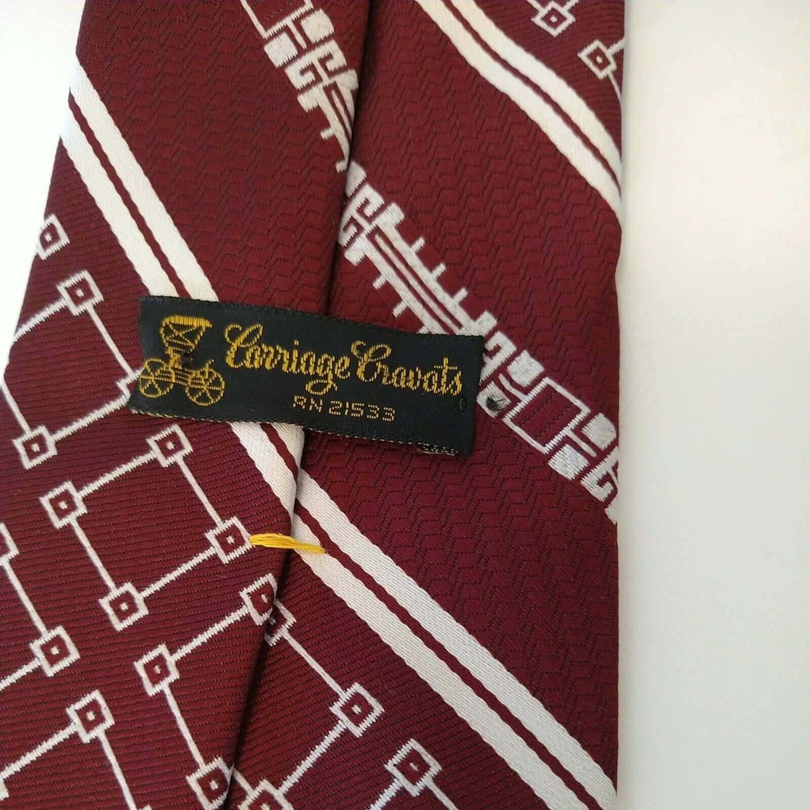Other Vintage 70s Carriage Cravats Tie Men Necktie Red Burgundy Size ONE SIZE - 4 Thumbnail